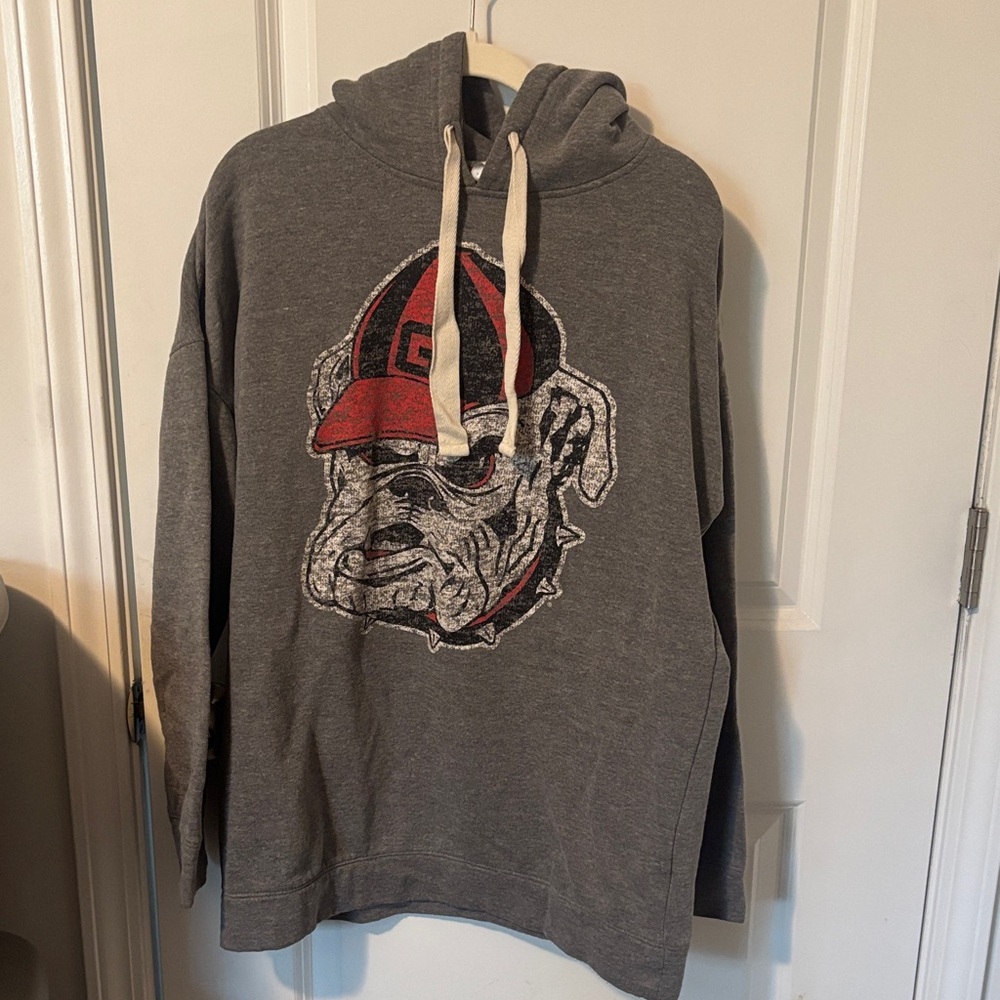 Rivalry Threads Charcoal Hoodie with Bulldog Design